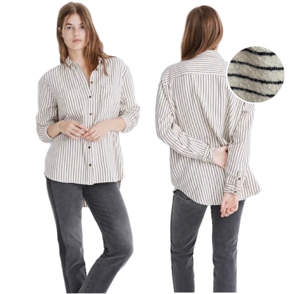 Madewell Oversized Sunday Flannel Shirt in Creeland Stripe